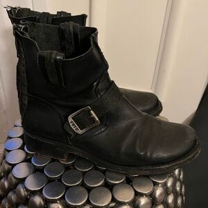 Frye black moto booties